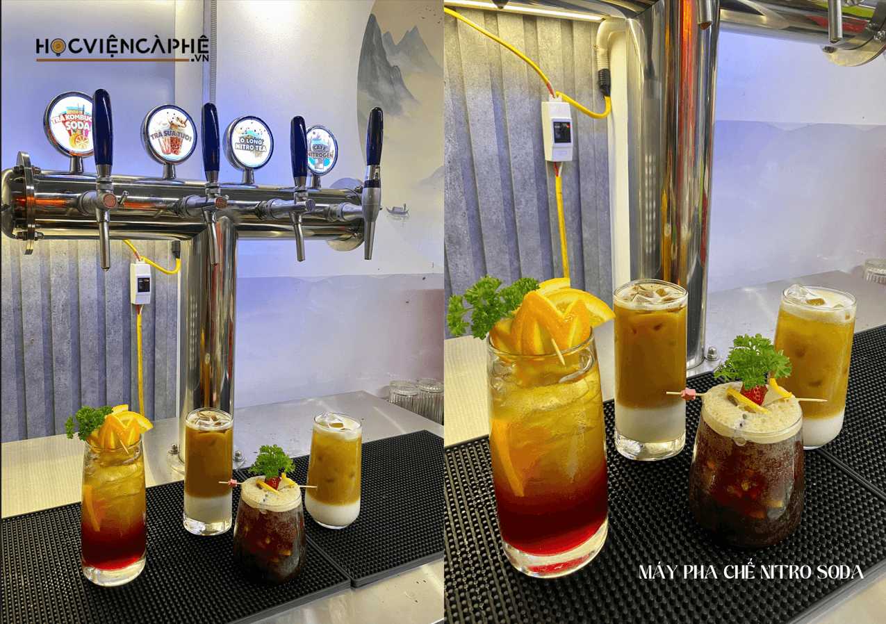 Máy Nitro Soda và các món đồ uống tại Học Viện Cà Phê